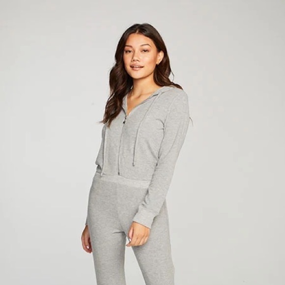 Chaser Bliss Knit Hooded Zip Up Onesie Jumpsuit - Picture 1 of 2